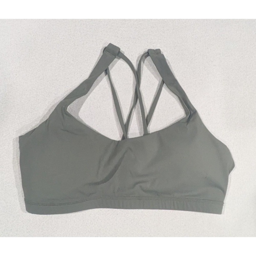 Danskin Sports Bra Women Small Olive Green Excellent Strappy Crisscross Back